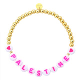 THE PINK ❤️PALESTINE❤️ BEADED BRACELET (GOLD)